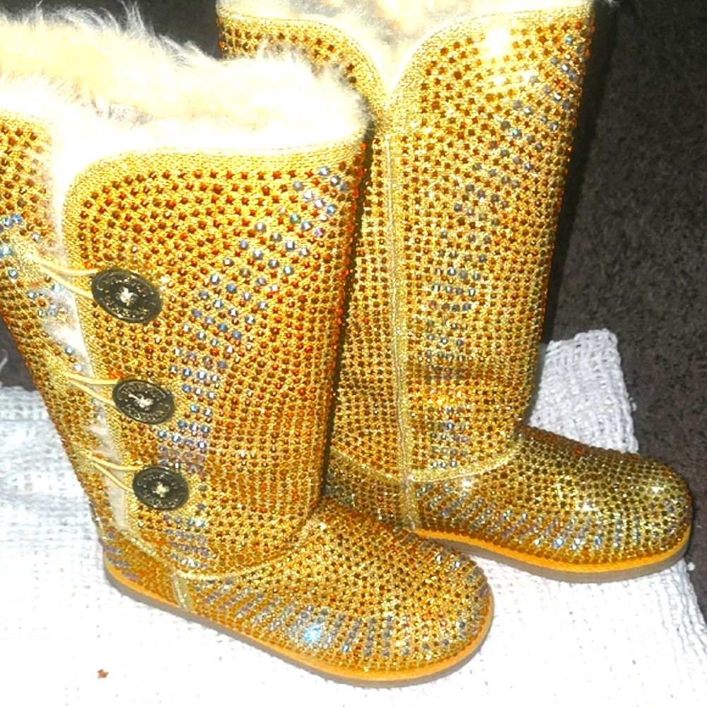 Gold Glitter Boots